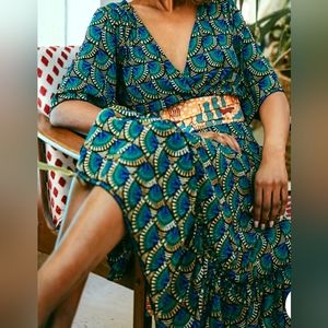 Silk &  Salt African Pattern Wrap dress XL  NWT